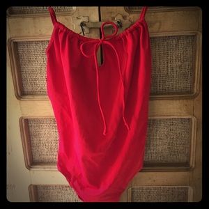 Red one piece bathing suit